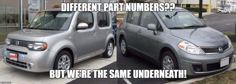 The Nissan Versa and Nissan Cube share many of the same suspension, brake and engine parts.
